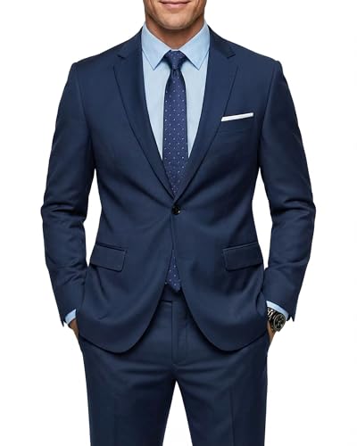 MY'S Men's 2 Piece Slim Fit Suit One Button Jacket Pants Set with Tie