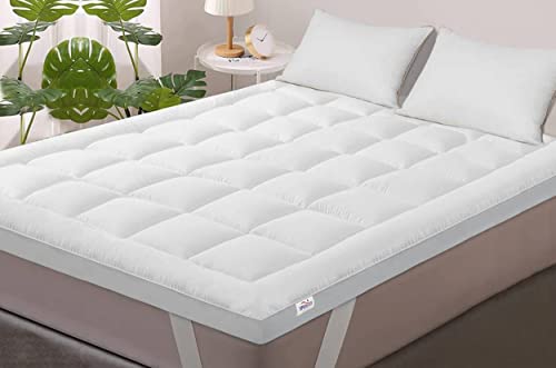 Image of Springtek Premium Luxe Micro Fibre Mattress Topper for Queen Size Bed | Queen Bed Topper 72 inchx60 inch | 2 inch Padding | Super Soft Mattress Padding for Comfortable Sleep | 72 By 60 Inch, White