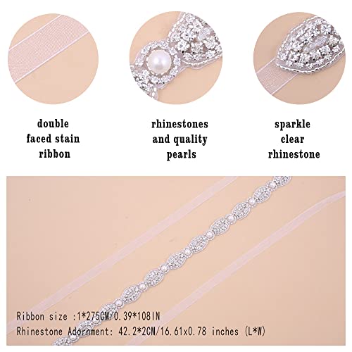 Crystal Bridal Sash Belt Wedding Dress Belts with Rhinestones and Pearls for Bride Bridesmaid2
