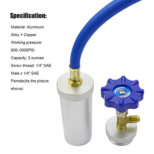 Qnbes R134A R12 2OZ A/C Air Conditioning Injection Tool, Quick Coupler Refrigerant Oil And Dye Injector Tool thumb #5