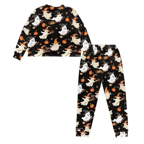 Image of Womens Lounge Set Long Sleeve Soft Pajama Sets Casual 2 Piece Pj Outfit Crewneck Sleepwear with Pockets Plus Size