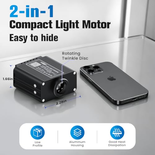 Image of CHINLY 2 in1 Meteor Twinkle 496pcs 9.8ft(0.03in+0.04in+0.06in) Fiber Optic Lights Star Headliner Kit+ Shooting Stars Light Kit, Music Mode APP Control Remote, RGBW Star Lights for Star Headliner