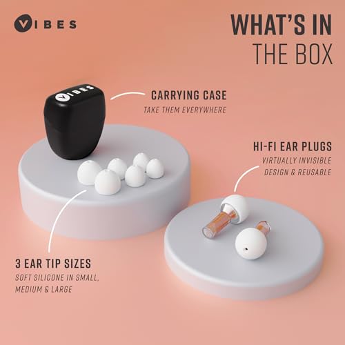 Image of Vibes High Fidelity Ear Plugs - Invisible Earplugs for Music Concerts, Musicians, Motorcycles, Airplanes, Raves, and Work - Noise Reduction and Hearing Protection - Fits All Ears - Orange