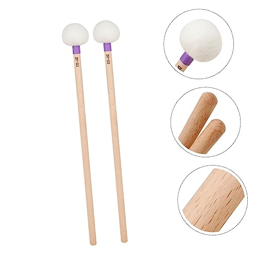 2 piezas de baquetas para batería con mango de madera y punta de fieltro morado para instrumentos de percusión profesionales miniatura 7