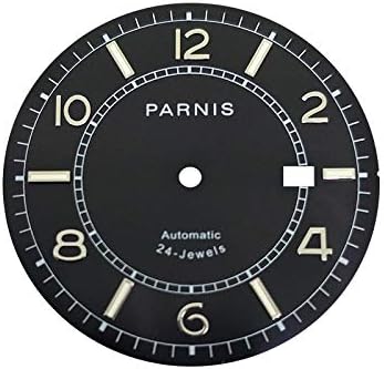 36.5MM Steel Watch Dial Watch Green Luminous Dial Watch DIY Accessories for NH35 Movement, Black