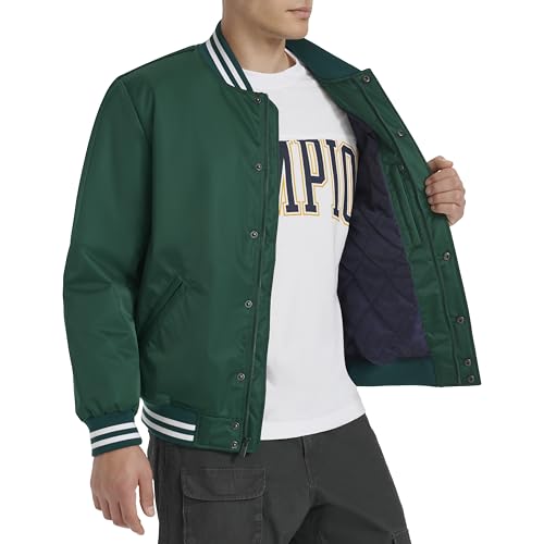 Image of Champion Men's Logo Striped-trim Varsity Jacket