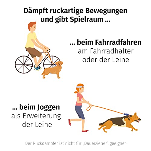 Floxik Ruckdämpfer elastisch groß für mittelgroße und große Hunde | Bungee Leinenverlängerung für Jede Hundeleine | ideal zum Joggen, Radfahren und Spazierengehen Schwarz