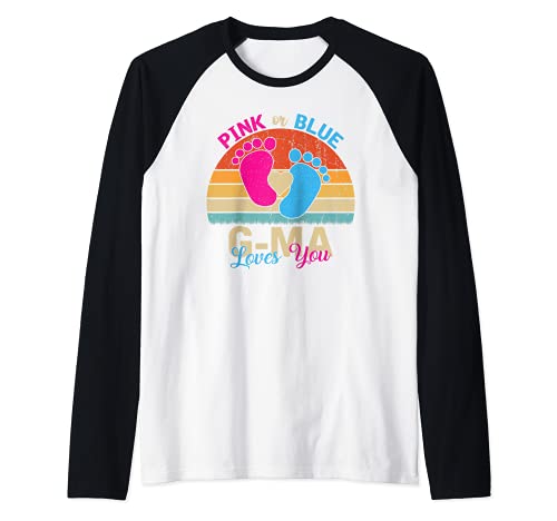 Rosa o azul G-ma te ama divertido Baby Shower G-ma Camiseta Manga Raglan