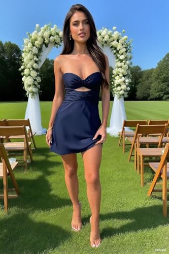 Noras Cut Out Mini Homecoming Dresses for Teens 2025 Ruched A line Mini Prom Graduation Dress NB2273