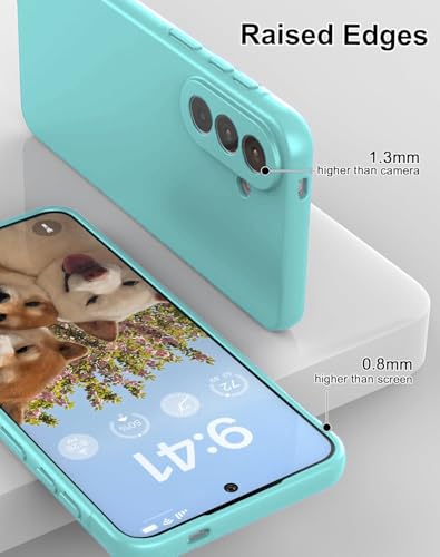 Image of DIZORO Microfiber Candy Case for Samsung A57 5G Smooth Touch Cushion Liquid Soft Silicone Gel Rubber Phone Cases Non-Slip Full Body Protective Shockproof Back Cover -Mint