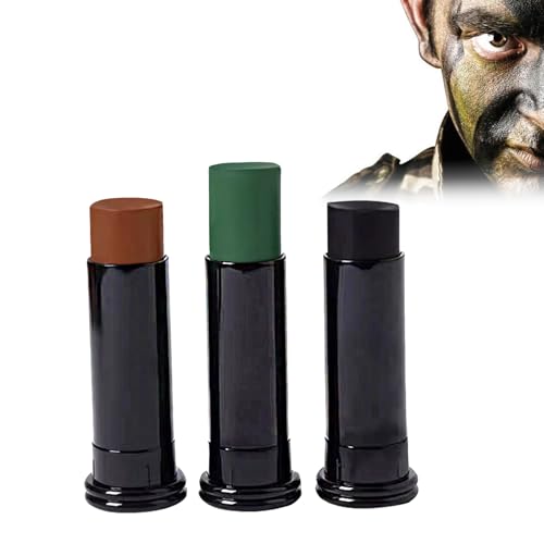 Hppsctink 3 Pezzi Camouflage Face Paint Sticks Kit, 3 Colori Vernice per Camuffamento Facciale, Mini set di Pittura per il Viso, Pittura del viso e del corpo, face paint