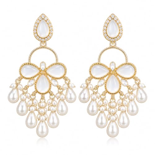 MASI PICKS Gold Plated Pearl Chandbali Earrings for Women | White...