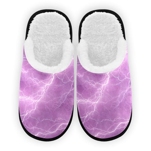 Lightning Pink Clouds Slippers For Women Men Soft Memory Foam Non-Slip Sky Winter Indoor House Shoes Travel Slipper