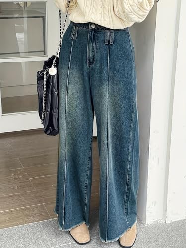Plus Size 5XL Women's Denim Wide-Leg Trousers Flared Jeans mom Jeans Stretchy Fashion Jeans with raw hems3