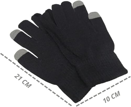 Kit Inverno 3 Peças, Gorro Masculino e Feminino Forrado, Cachecol e Luvas de Lã