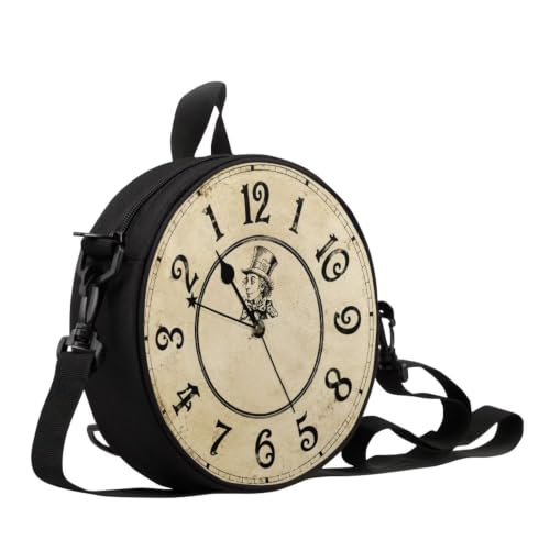 Image of Women Novelty Round Clock Shape Zippered Clock Purses for Women Tote Handbag Shoulder Bag, Gift for Mom Girlfriend