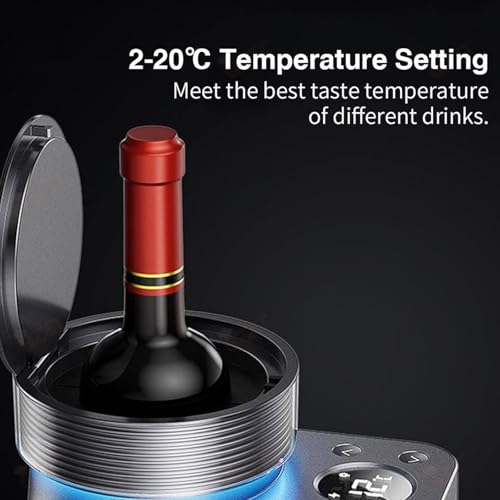 Enfriador De Vino Eléctrico Portátil 1 Botella, Control 2–20°c, Pantalla Digital Led, Sistema Termoeléctrico Sin Hielo, Negro Gray