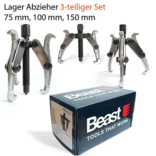 Abzieher Werkzeug Lager Abzieher Lager Abzieher Satz 3-teilig 75, 100, 150mm Kugellager Abzieher Innen Außen, Verchromt (1)