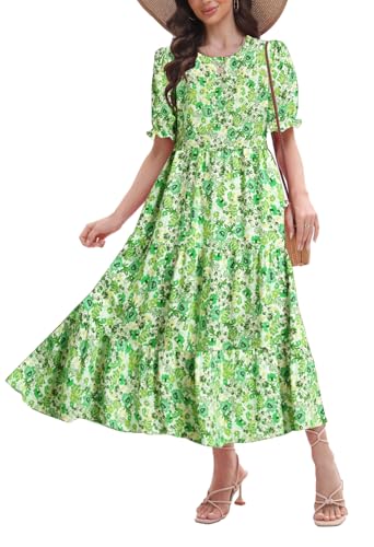 Image of Women's Maxi Dress Casual Loose Fit Tiered A-Line Flowy Summer Dress with Pockets