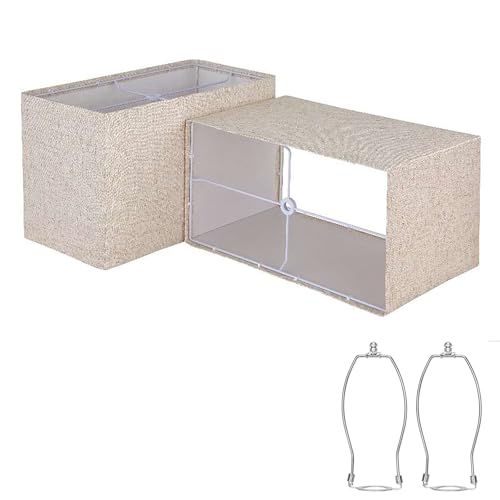 Ruiever Lampshades Set of 2 Linen Lampshades L12.6x W6.7 x H8.07 High Easy Assembly Replacement Lampshades for Table Lamps Floor Lamps Beige Lampshade Half and Spider Fitter Included