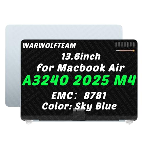 Image of for MacBook Air A3240 Retina LCD Screen Replacement, Sky Blue | 13.6in, 2560 x 1664, LCD Screen Display Assembly Replacement, Includes Cover Cable Hinges