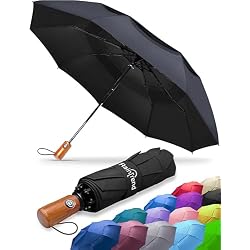Raintrend Windproof Travel Umbrellas for Rain Automatic +10% Bigger Canopy Strong Frame Compact Folding Portable Umbrella for Women Men Backpack Purse