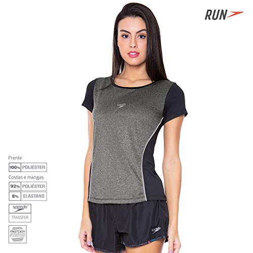 Speedo Match , Camiseta de Manga Curta, Mulheres, Preto, M
