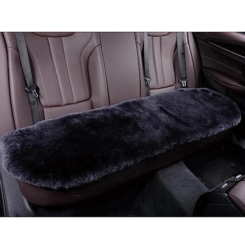 OGLAND Fuzzy Genuine Sheepskin Car Rear Seat Cover Carbon Black
