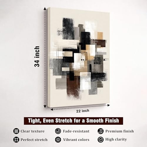 Image of Modern Abstract Stretched Canvas Painting For Living Room | Multicolor Structural Stretched Canvas Wall Art For Livingroom Home Decor, Bedroom, Hallway's, Office, Hotel - 56x86 cm