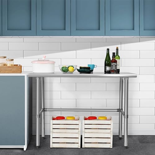 Hally Open Base Stainless Steel Table 24 x 60 Inches, NSF Commercial Heavy Duty Prep & Work Table with Galvanized Legs for Restaurant, Home and Hotel by HALLY SINKS & TABLES H - Image 6