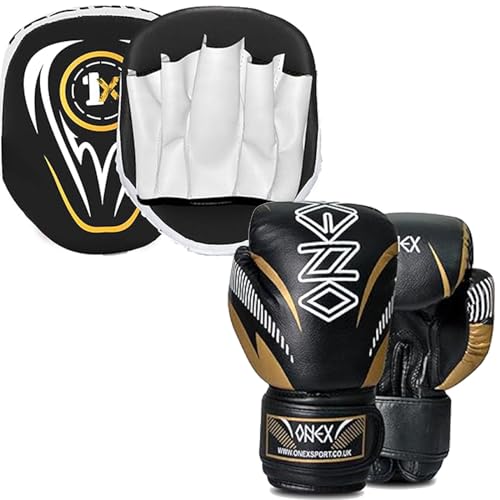 Image of 1x Boxing Gloves And Pads - MMA Boxing Sparring Set - Hook And Jab Strike Pad - Kickboxing Target Training Set For Boys & Girls (WHITE/BLACK)