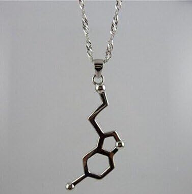 Silver Biochemistry Molecules Happy Hormone Serotonin Happiness Signal 5-ht Pendant Necklace