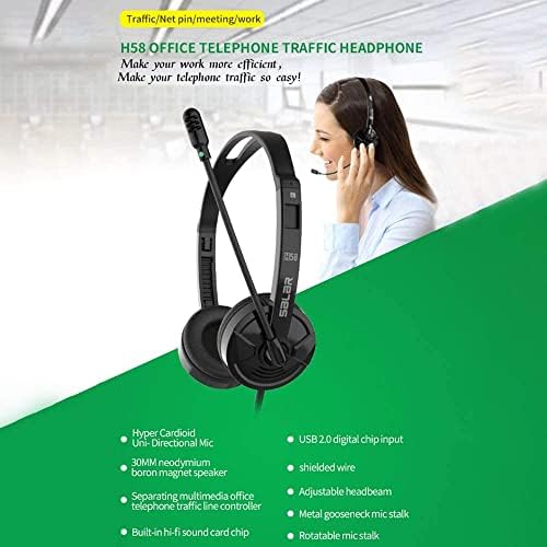JJN USB Headsets with Microphone, 3.5mm Jack Noise Cancelling Headset Stereo Headphone for PC, Laptop USB, Multi-Use USB Headsets Earphone for Call Center, Business Chat, Gaming, Teaching, etc
