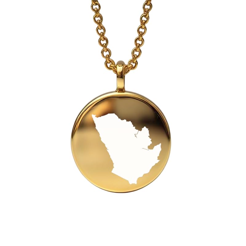 Medallón grabado de aventura Arabia Saudita en plata de ley dorada y 1,5 mm de grosor