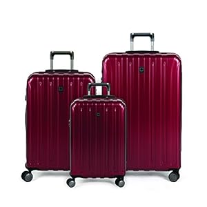 DELSEY Paris Titanium Hardside Expandable Luggage with Spinner Wheels, Black Cherry Red, 3-Piece Set (21/25/29)