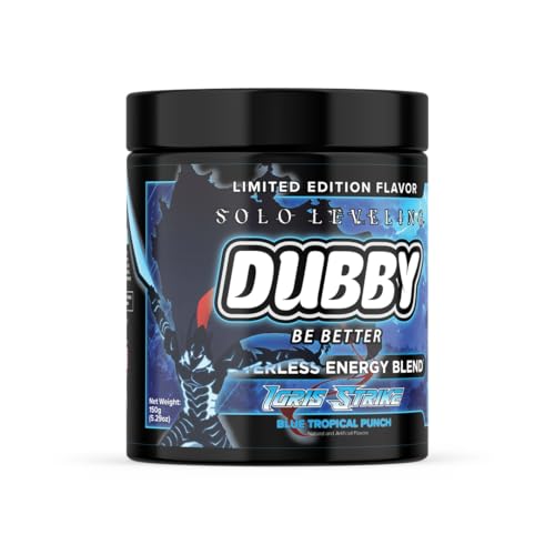 Dubby Solo Leveling Anime Official License Energy Drink Powder- Sugar Free Energy Drinks, Jitter-Free Energy Powder, Blue Tropical Punch Flavor, 30 Serving, 5.29 Ounces (Igris Strike)