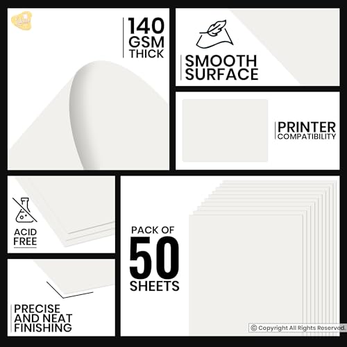 Image of Lakeer A4 Off White Paper /Sheets 140 GSM Thick Pack of 50 Sheets for Drawing, Art, Craft, Project Work