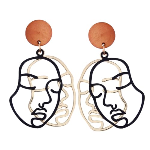 GALPADA Boucle Oreille Visage Abstrait Bijoux Oreille Femme Longue Décoration Chic