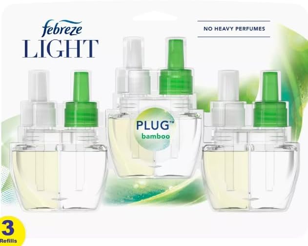 Generic Febreze Odor-Fighting Fade Defy PLUG Air Freshener Refill (3) .87 fl. oz. Oil Refills (Bamboo)