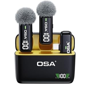OSA microfono inalambrico para teléfono con Estuche de Carga y transmisor Pantalla Digital – Juego de 2, para teléfono Tipo C, grabación, grabación de vÃdeo Profesional(Tipo C)