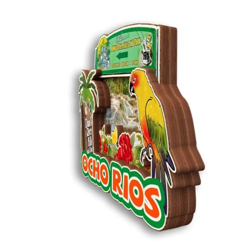 Imán decorativo de madera Ocho Rios Jamaica 3D miniatura 4