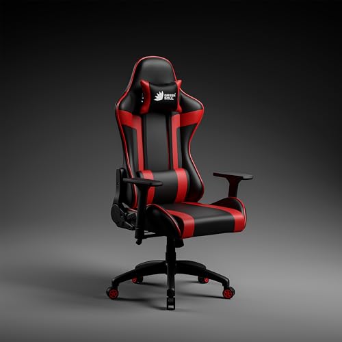 Image of Green Soul Raptor 2.0 Racing Edition Ergonomic Gaming Chair with Premium PU Leather, Adjustable Neck & Lumbar Pillow, 3D Adjustable Armrests & Heavy Duty Nylon Base (Black & Red)