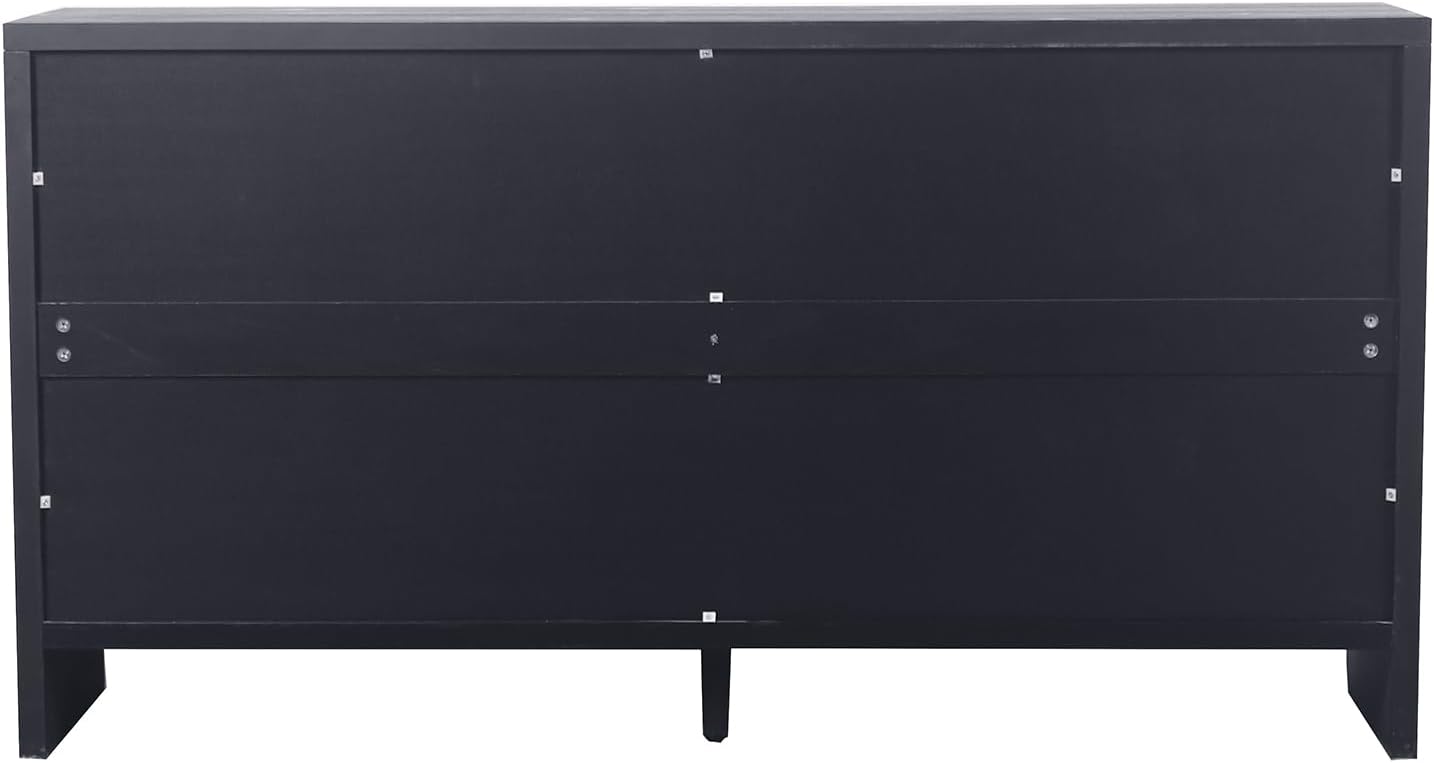 Walnut Carved Four-Door Sideboard with Gold Handles