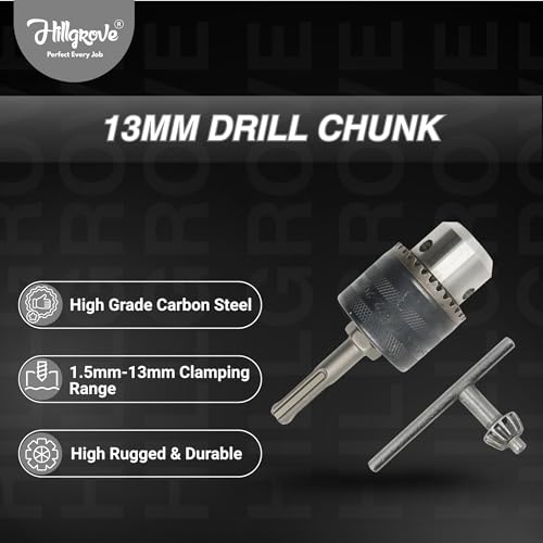 Image of Hillgrove HGCM1362M1 1200W 100% Copper Winding 26mm Rotary Hammer Impact Gun Chipping Hammering Drilling Breaker Drill Machine Kit Set