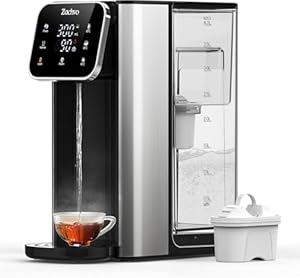 ZACHVO Heißwasserspender UR05-2200W Heißes Wasser in Sekunden, 4 Temperaturstufen & 3 Wassermengen, 4L Tank, Kompakt & Energieeffizient, Hitzeschutz-Kindersicherung, für Küche & Büro, Aktivkohlefilter