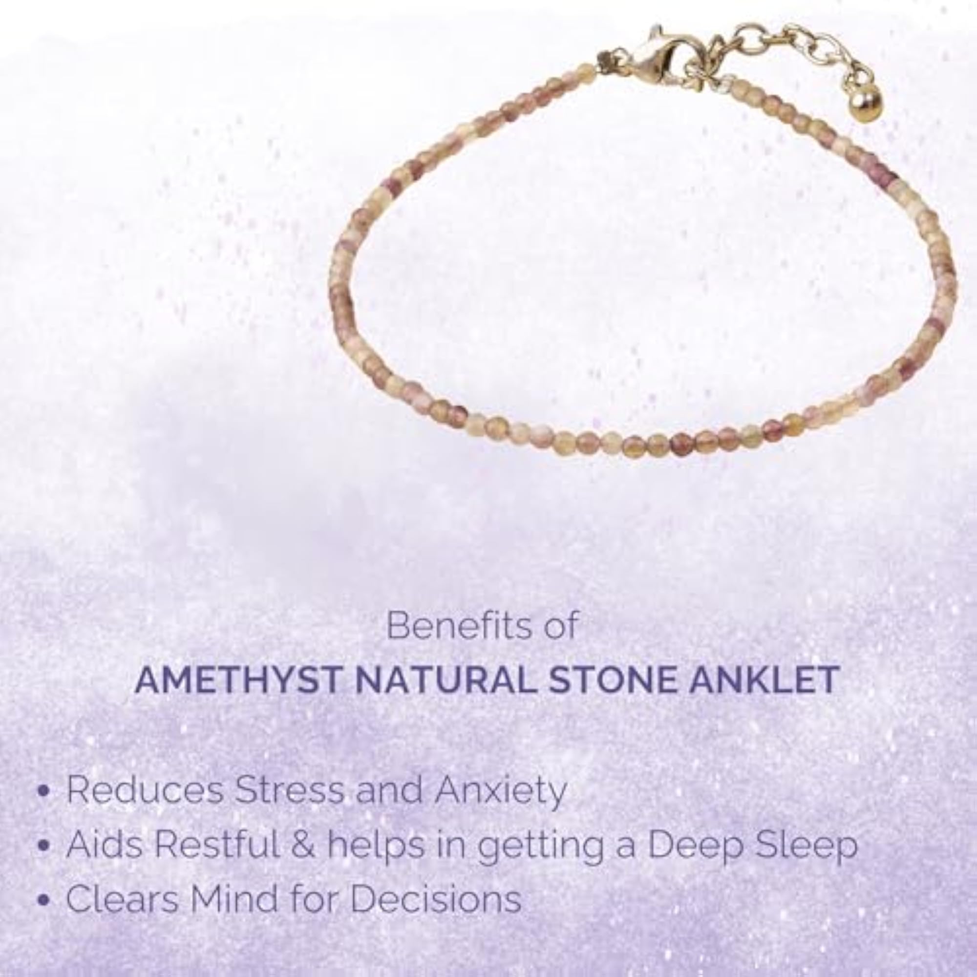 Amethyst Natural Stone Anklet for Calmness & Clarity
