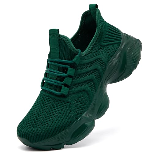 Womens Tennis Running Shoes Walking Gym Platform Green Chunky Sneakers Mesh Breathable Athletic Non Slip Workout Shoe Size 8.5