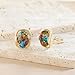 YOQUCOL Colorful Oval Natural Stone Trendy Clip On Stud Earrings for Women Gold Plated Non Pierced Statement Earrings Fashion Jewelry