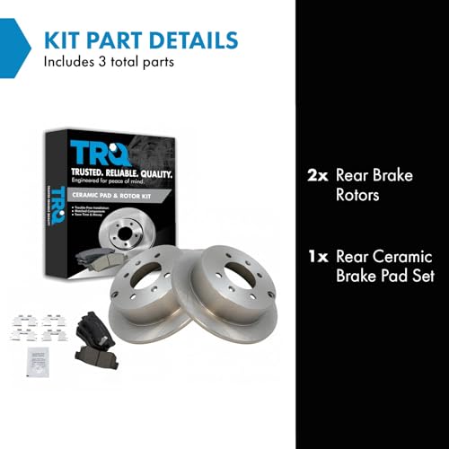 Image of TRQ Rear Brake Pad and Rotor Set Ceramic Solid Rotors | For 1999-2005 Hyundai Sonata 2001-2006 Kia Optima