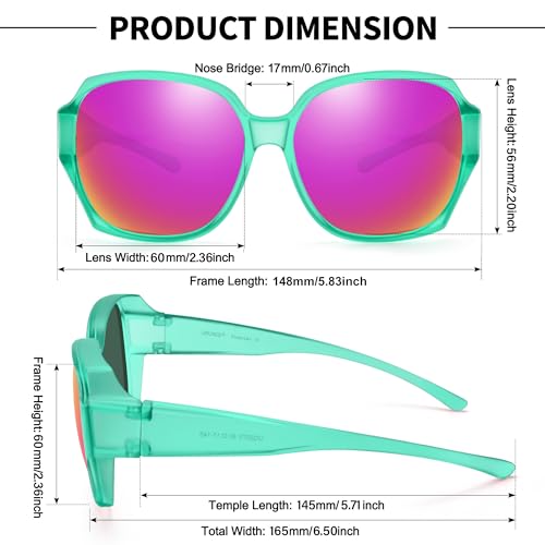URUMQI Polarized Sunglasses Fit Over Glasses for Women, UV400 Protection Square Shades Extra Large Sun Glasses4